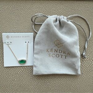 NWT Kendra Scott Elisa Gold Pendant Necklace in Emerald